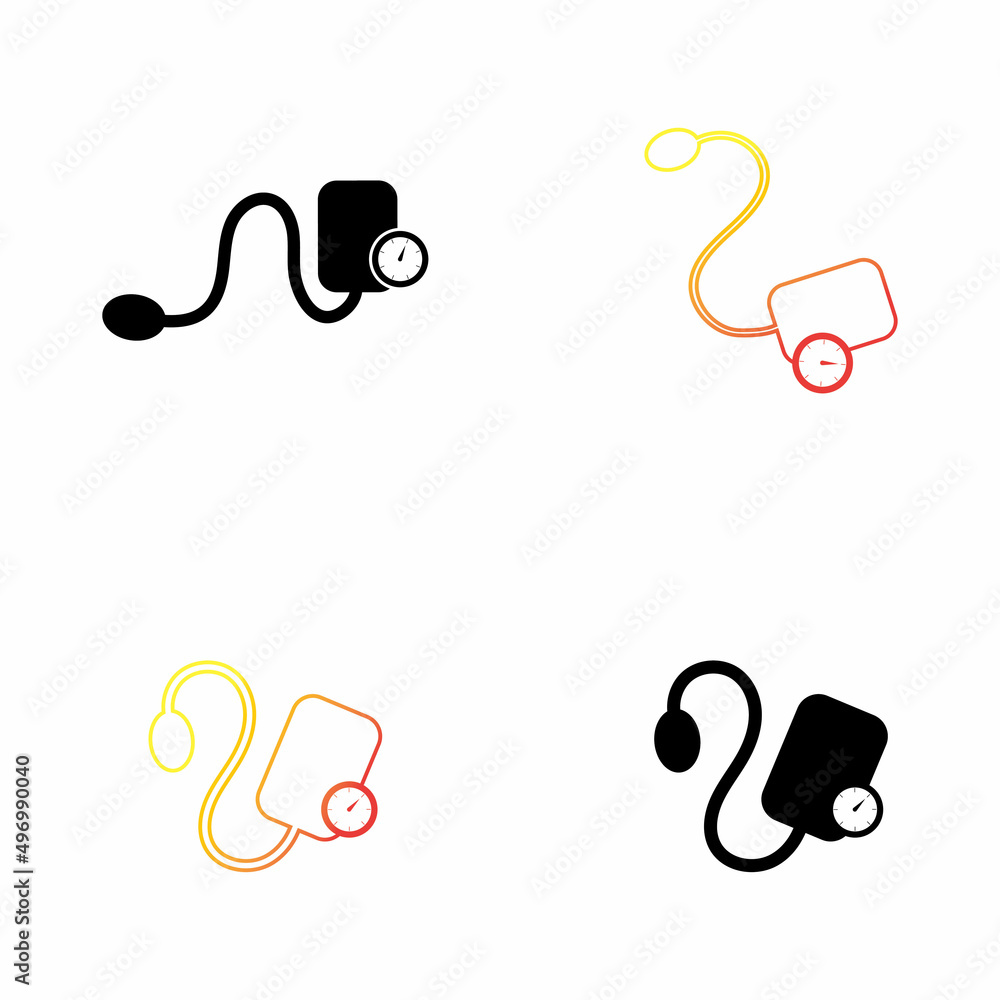 Medical mechanical tonometer set icon vector Medical mechanical tonometer set icon vector