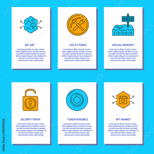 NFT tokens flyer templates set