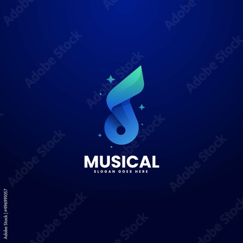 Vector Logo Illustration Musical Gradient Colorful Style.