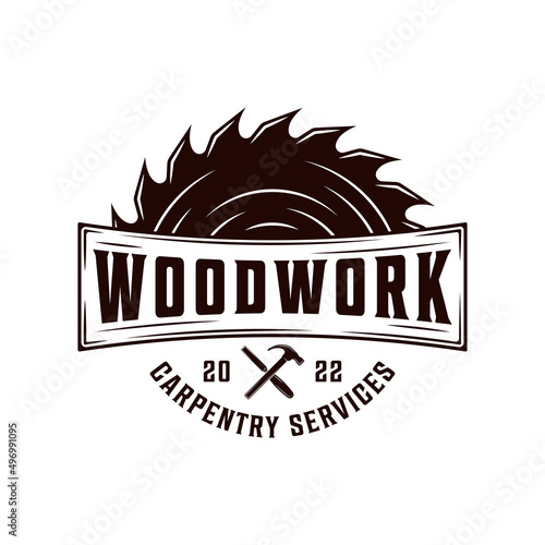 Wood work logo vector illustration design, carpentry logo design inspiration