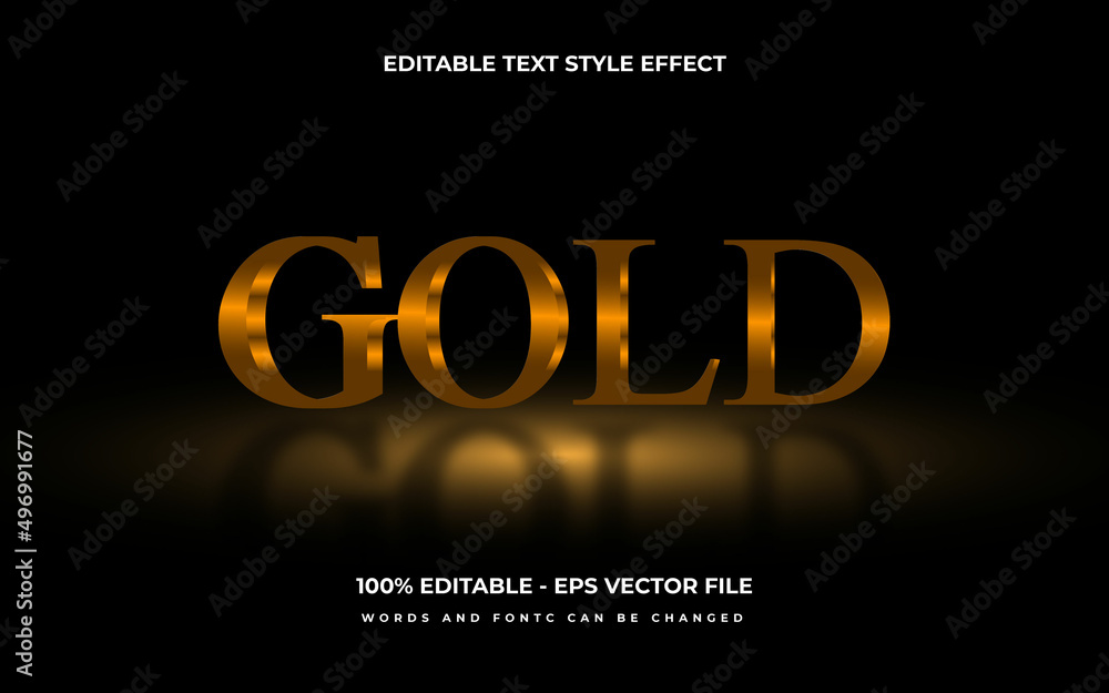 Editable Text Effect, Gold Text Style