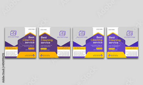 Best cleaning service for web banner template and home cleaning business marketing social media post banner layout