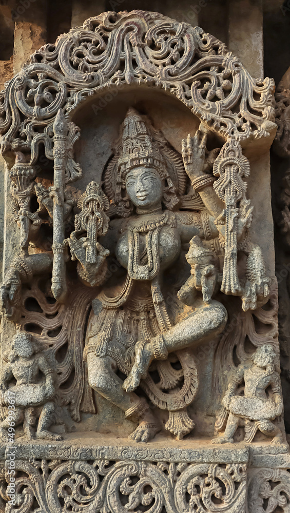12th Century Sculpture of Goddess Saraswathi, Lakshminarsimha Temple, Javagal , Hassan, Karnataka, India