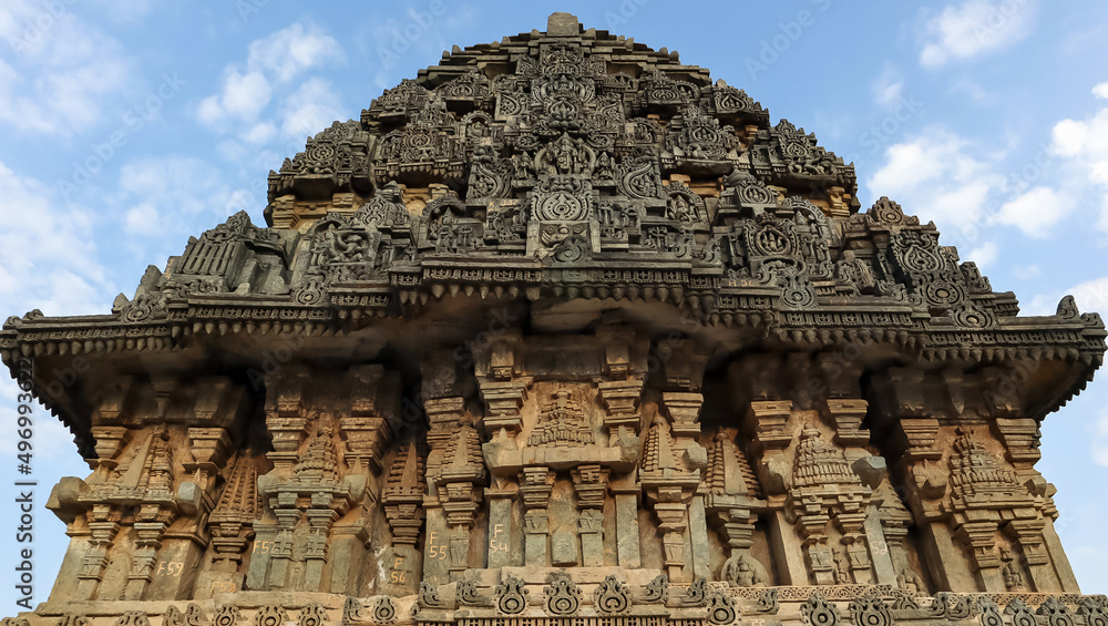Exterior architecture of Lakshminarsimha Temple, Javagal, Hassan, Karnataka, India