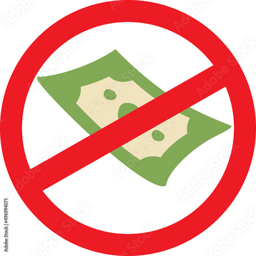 No Cash Money Vector Icon Symbol Illustration