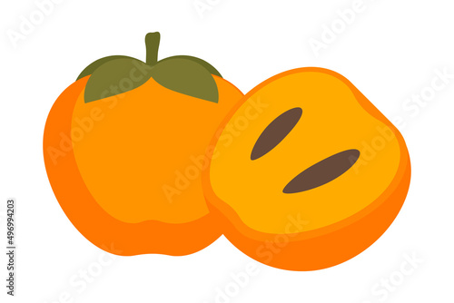persimmon, vector illustration fruits
