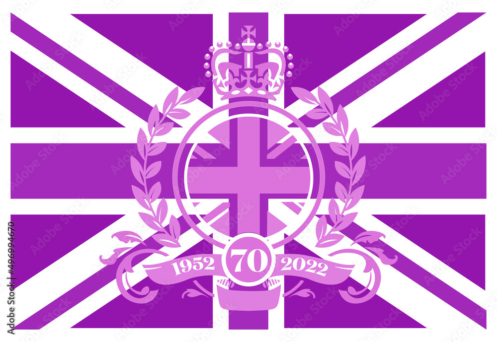 The Queens Platinum Jubilee 2022 - In 2022, Her Majesty The Queen will become the first British Monarch to celebrate a Platinum Jubilee after 70 years of service - obrazy, fototapety, plakaty 