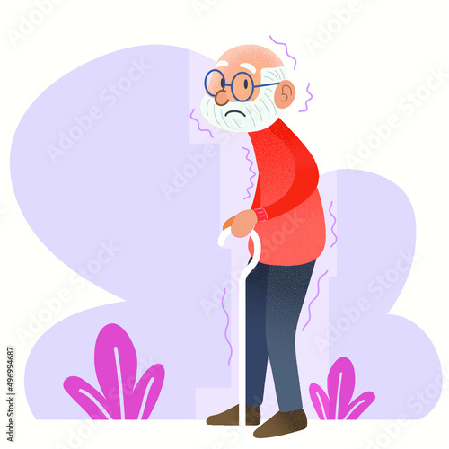International parkinson day, illustration, vector of an elderly person with parkinson, concept of a person with parkinson