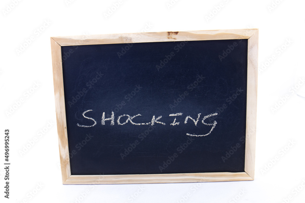 The term shocking displayed visually on a chalkboard The term shocking displayed visually on a chalkboard