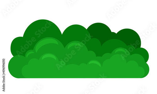  Green bush on a white isolated background. Decorative shrub for the design of a park, garden or green fence. Vector illustration