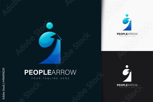 People arrow logo design with gradient