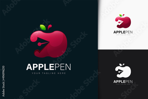 Apple pen logo design with gradient
