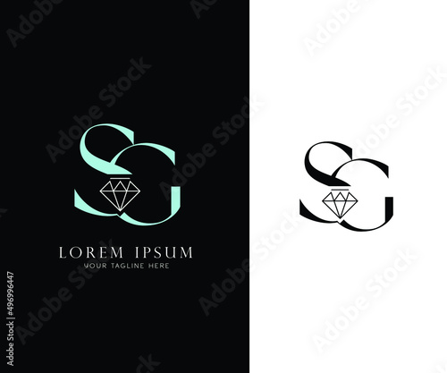 SG luxury with diamond Logo Design, SG letter Logo
