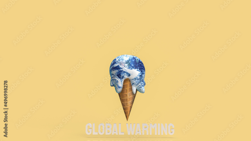 The earth ice cream melting concept for global worming 3d rendering ...