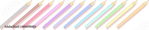 パステルカラーの色鉛筆　置き画
