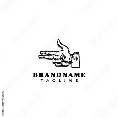 hand gesture cartoon logo template icon design black isolated vector