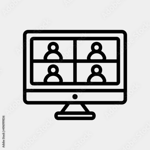 Online meeting icon in line style, use for website mobile app presentation