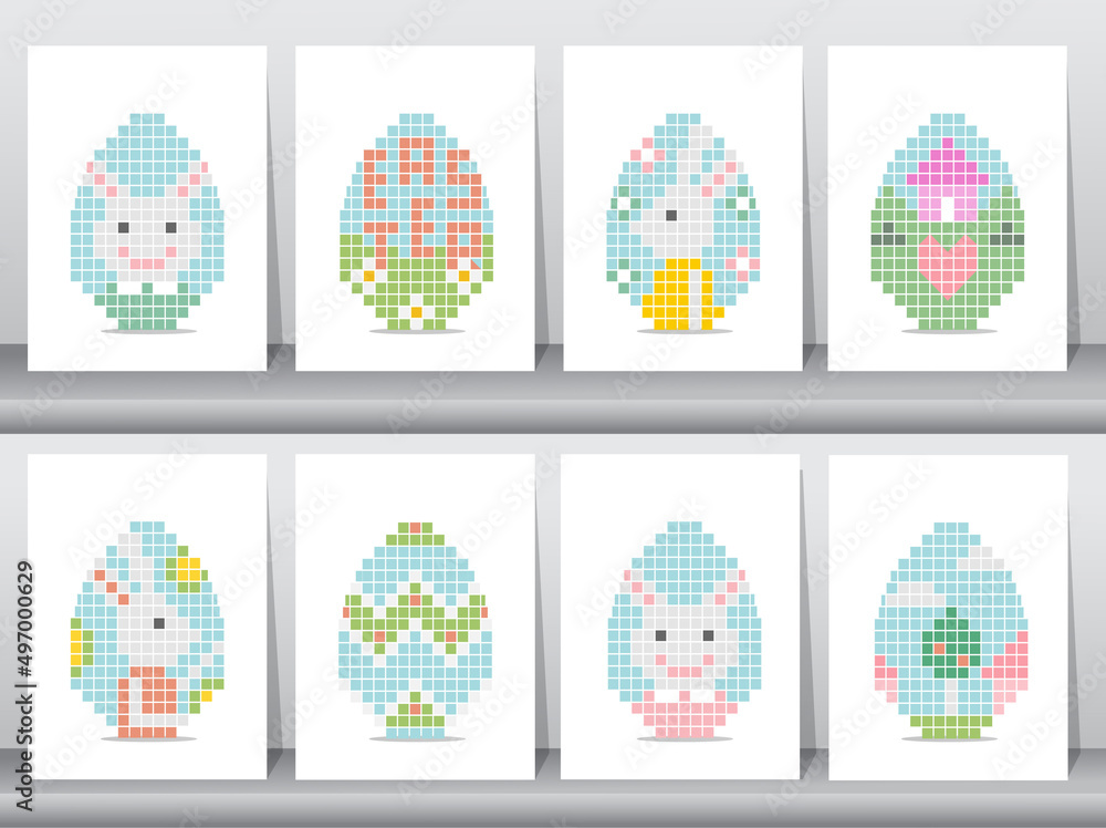 Set of Easter bunny and cross stich easter eggs on white backgrounds,rabbits,symbol,vector illustration. Set of Easter bunny and cross stich easter eggs on white backgrounds,rabbits,symbol,vector illustration.