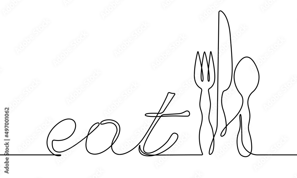 Eat Hand Drawn Lettering. Modern Vector Calligraphy. Eat Phrase and