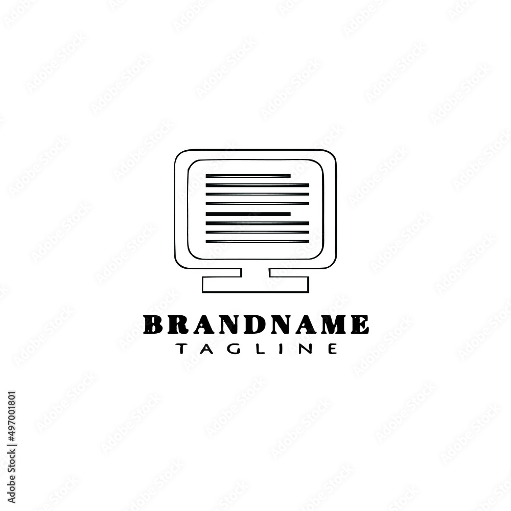 screen monitor in the box logo cartoon template icon black isolated vector illustration screen monitor in the box logo cartoon template icon black isolated vector illustration