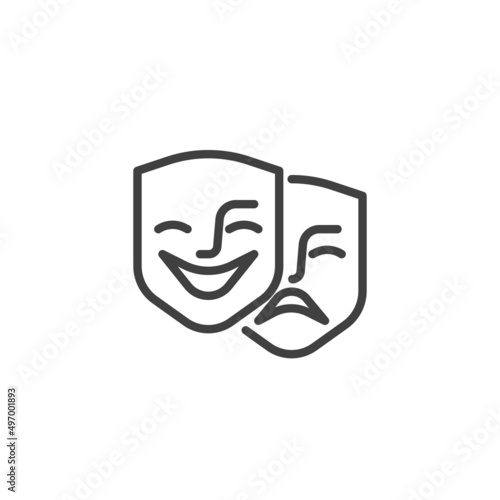 Theater mask line icon