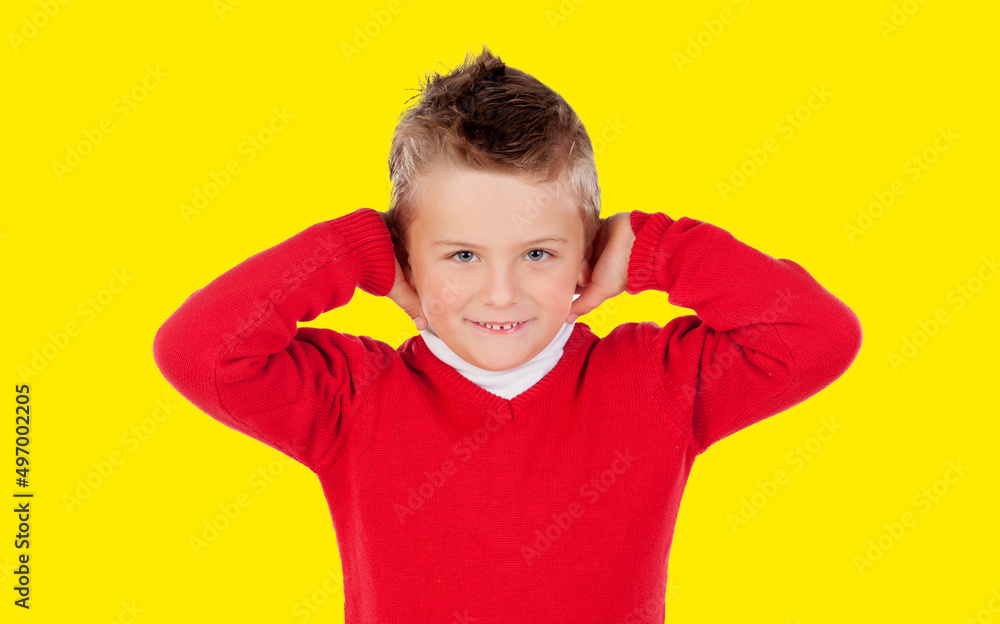 Annoyed child beacouse of a loud noise Annoyed child beacouse of a loud noise
