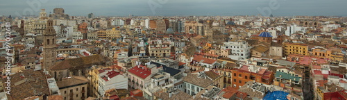 Panoramic view of old town of Valencia from the tower Miguelete of Valencia Cathedral,Spain,Europe 