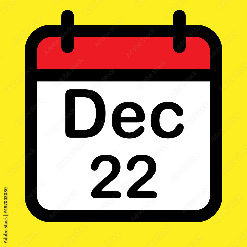 Calendar icon twenty second December Calendar icon twenty second December