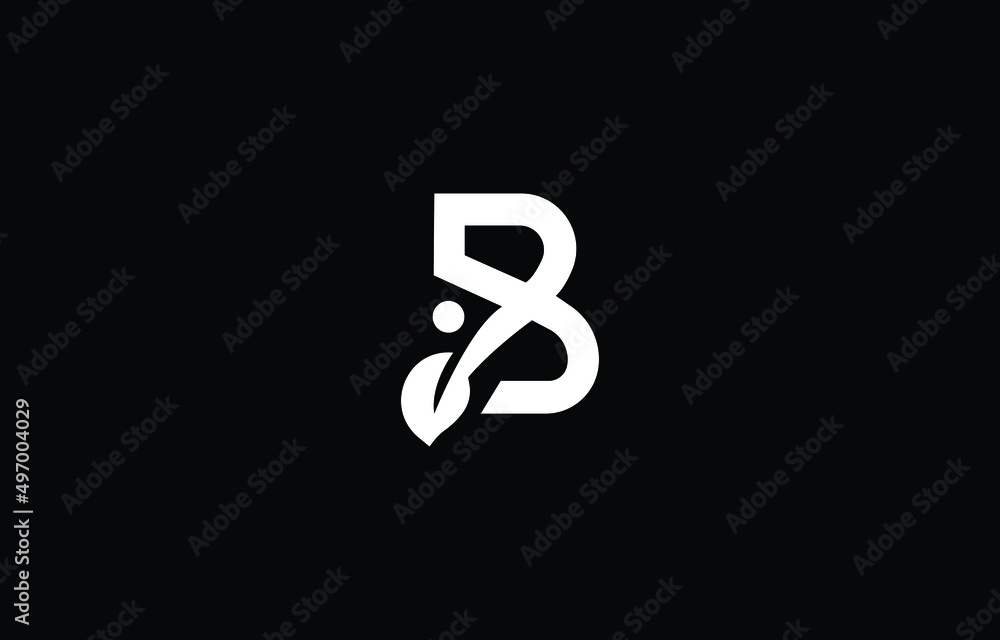 B Vine Leaf Modern and unique initials logo design B Vine Leaf Modern and unique initials logo design