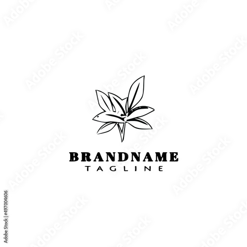 leaf logo cartoon icon design concept black isolated vector illustration