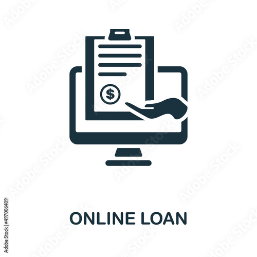 Online Loan icon. Monochrome simple Online Loan icon for templates, web design and infographics