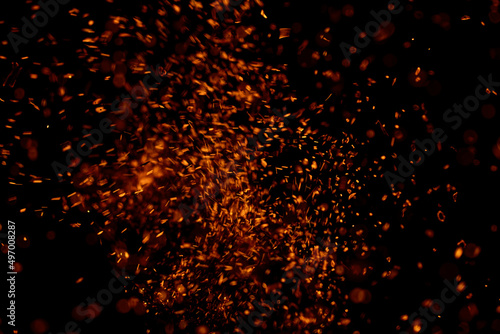 fire flame with sparks on black background