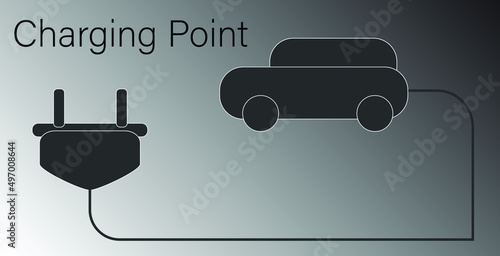 Charging Point for Electric vehicles Illustration in gray and white background color. Eco Friendly technology concept.