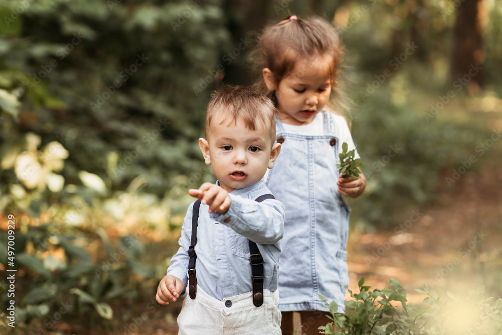 little boy and girl. children walking through the park. Portrait of happy kids on a bright sunny day. Friendship. Summer holidays. little boy and girl. children walking through the park. Portrait of happy kids on a bright sunny day. Friendship. Summer holidays.
