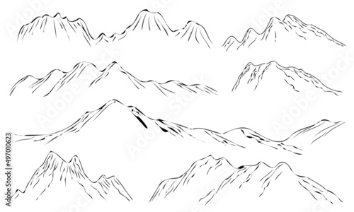 vintage mountains icon logo, vector illustration of landscape