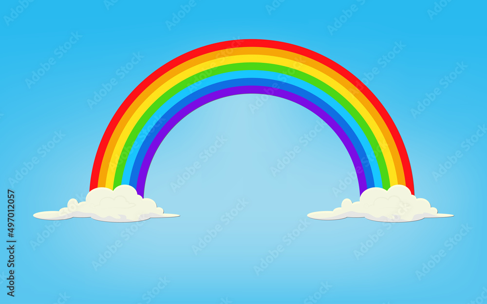 Blue sky with rainbow and cloud. Vector illustration Stock Vector ...