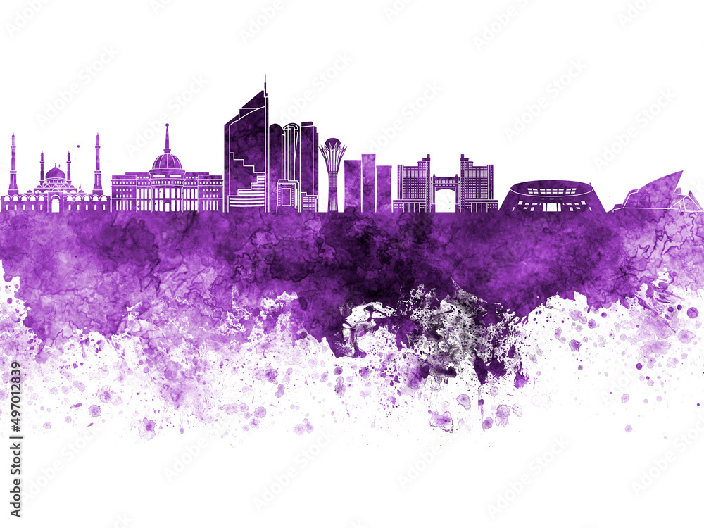 Astana skyline in watercolor background Astana skyline in watercolor background