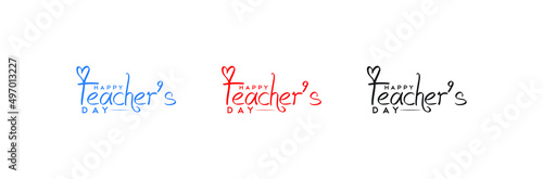  happy teacher's Day flat vector logo design