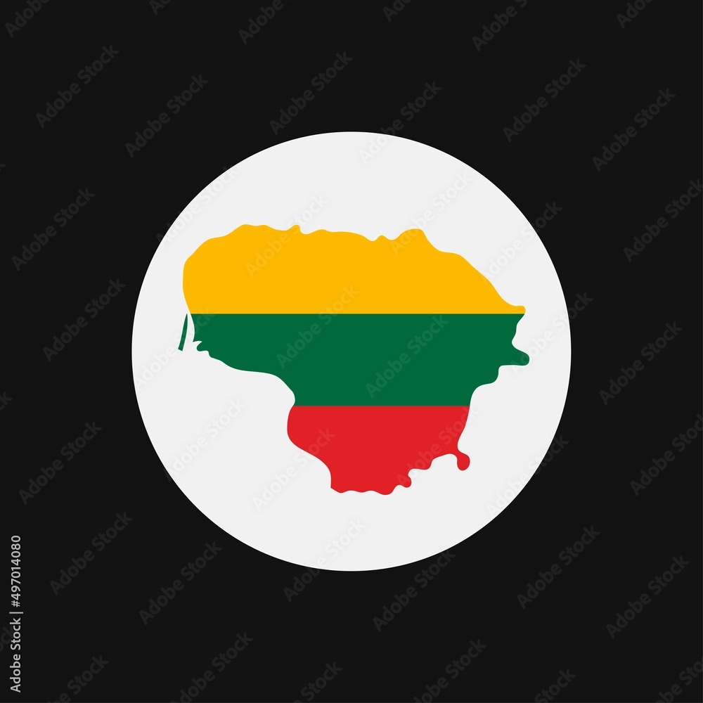 Fototapeta premium Lithuania map silhouette with flag on white background