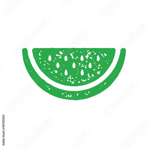 Monochrome green watermelon slice with peel and seeds decorative design grunge texture vector