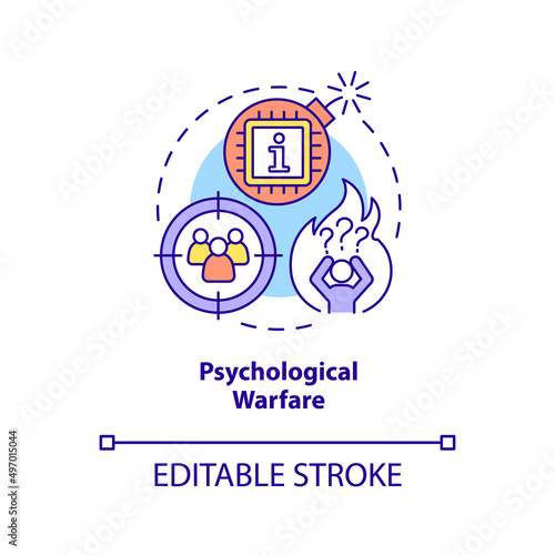 Psychological warfare concept icon. Subarea of information warfare abstract idea thin line illustration. Isolated outline drawing. Editable stroke. Arial, Myriad Pro-Bold fonts used