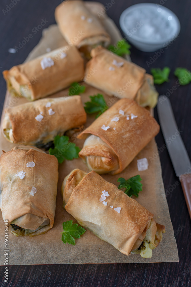 Fried Turkish Cigar Shaped Rolls - Spring roll Sigara Borek Fried Turkish Cigar Shaped Rolls - Spring roll Sigara Borek