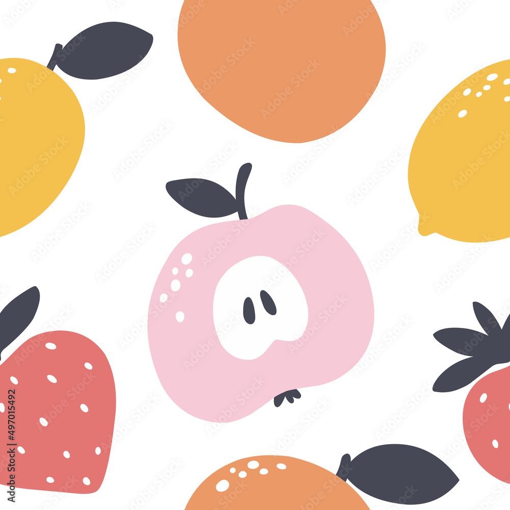 Vector seamless pattern with fruits. Great for wrapping paper, clothing prints. Vector seamless pattern with fruits. Great for wrapping paper, clothing prints.