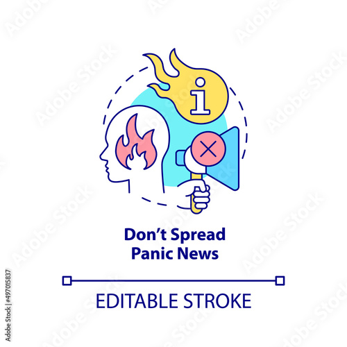 Do not spread panic news concept icon. Shocking content. Fighting misinformation abstract idea thin line illustration. Isolated outline drawing. Editable stroke. Arial, Myriad Pro-Bold fonts used