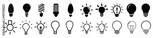 Bulb light vector icons set. lamp icon. Lighting Electric lamp illustration symbol. Idea sign or logo.