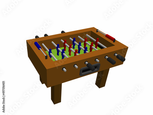 Foosball Table, Soccer Table Football Game. 3d Vector colorful illustration.