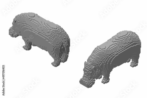 Hippopotamus made from cube...