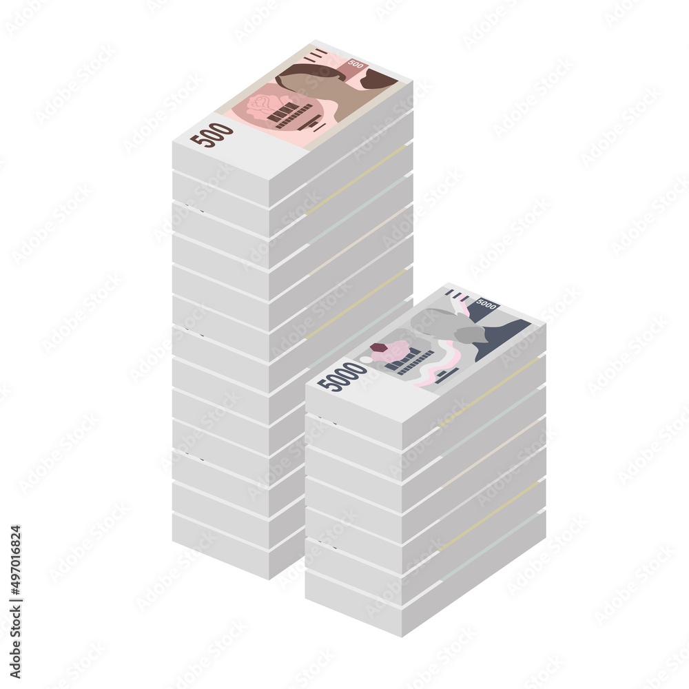 Czech Koruna Vector Illustration. Czech Republic money set bundle banknotes. Paper money 500, 1000, 2000, 5000 CZK. Flat style. Isolated on white background. Simple minimal design. Czech Koruna Vector Illustration. Czech Republic money set bundle banknotes. Paper money 500, 1000, 2000, 5000 CZK. Flat style. Isolated on white background. Simple minimal design.