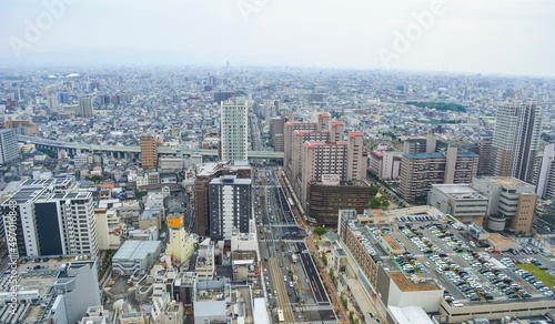 View of Osaka city from Abeno harukas, Japan photo