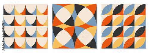 Set of minimalist seamless pattern with abstract creative geometric composition
